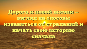 Дорога к новой жизни — взгляд на способы избавиться от страданий и начать свою историю сначала