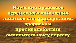 Изучение процессов перекисного окисления липидов для поддержания здоровья и противодействия окислительному стрессу