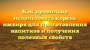 Как правильно использовать корень имбиря для приготовления напитков и получения полезных свойств