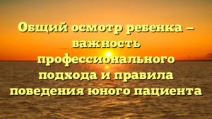 Общий осмотр ребенка — важность профессионального подхода и правила поведения юного пациента